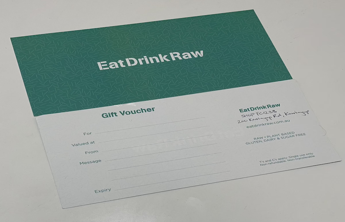 Gift Vouchers Now Available at Eat Drink Raw