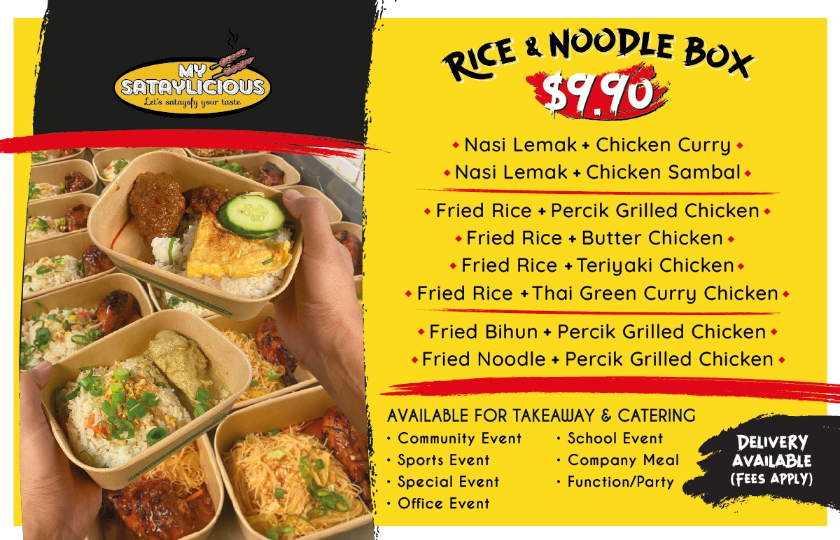Only $9.90 special great value meal box. 
@ My Sataylicious. Level 1 Terrace Cafe. 

